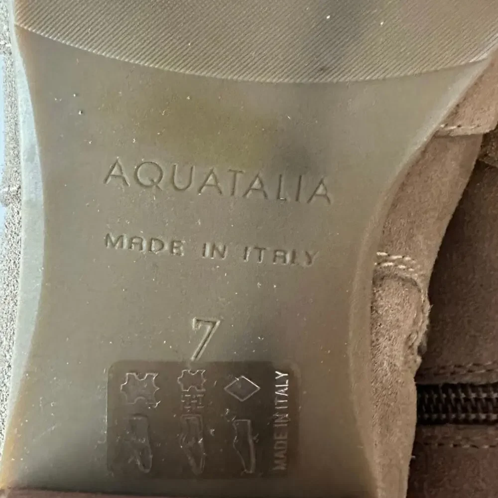 Aquatalia Women’s Fiamma Ankle Boots Size 7 Tan Suede Leather Water Resistant‎